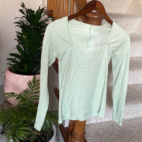 Anthropologie Ari Ribbed Square Neck Shirt - Picture 2 of 8